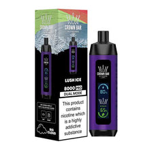 Lush Ice Flavored Al Fakher Crown Bar Disposable Vape Device - 8000 Puffs | evapekings.com - 5PK