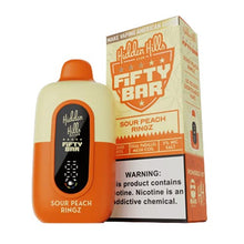 Sour Peach Ringz Flavored Fifty Bar x Hidden Hills Disposable Vape Device - 2000K Puffs - 6PK | eVape Kings