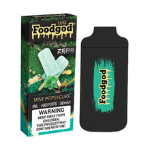Mint Popsicles Flavored Foodgod Luxe ZERO 0% Disposable Vape Device 2400 Puffs 10PC | EvapeKings.com
