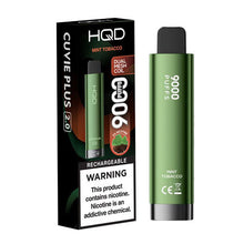 Mint Tobacco Flavored HQD Cuvie Plus 2.0 Disposable Vape Device - 9000 Puffs | evapekings.com - 10PK