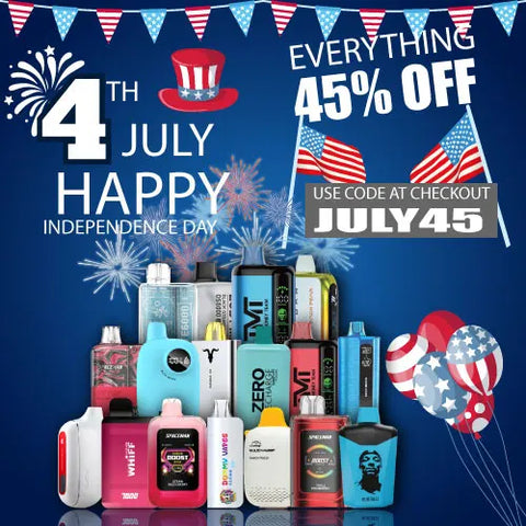 4TH JULY DISPOSABLE VAPES SALE LESS 45% ON EVERYTHING