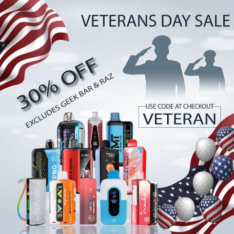 VETERANS DAYS SALE ON ALL DISPOSABLE VAPES