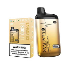 Banana Ice Flavored Leaf Bar Platinum Disposable Vape Device 8000 Puffs 10PC | EvapeKings.com 