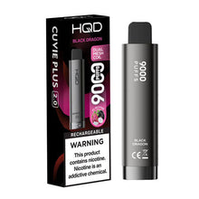 Black Dragon Flavored HQD Cuvie Plus 2.0 Disposable Vape Device - 9000 Puffs 10PC | EvapeKings.com - 