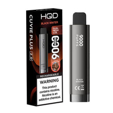 Black Winter Flavored HQD Cuvie Plus 2.0 Disposable Vape Device - 9000 Puffs | evapekings.com - 10PK