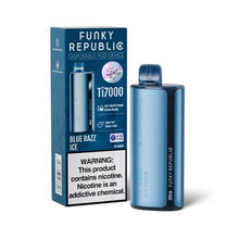 Blue Razz Ice Flavored Funky Republic Ti7000 by EB Design Disposable Vape Device 7000 Puffs 10PC | EvapeKings.com