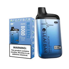 Blue Razz Flavored Leaf Bar Platinum Disposable Vape Device 8000 Puffs 6PK | eVapeKings.com