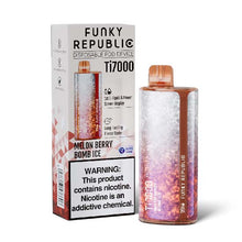 Melon Berry Bomb Ice Flavored Funky Republic Ti7000 Frozen Edition Disposable Vape Device - 7000 Puffs | evapekings.com - 6PK