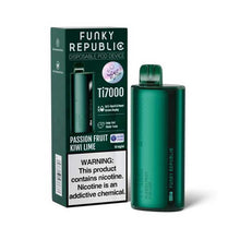 Passion Fruit Kiwi Lime Flavored Funky Republic Ti7000 by EB Design Disposable Vape Device 7000 Puffs 10PC | EvapeKings.com